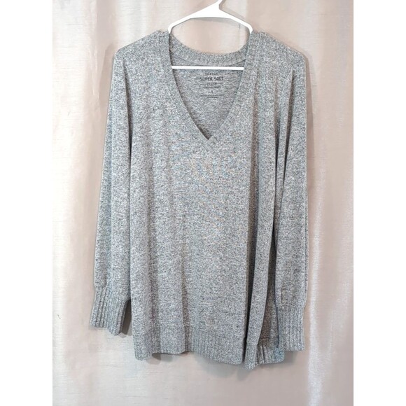 Torrid 1 Super Soft Plush Sweater Women’s 1X Gray V-Neck Long Sleeve Comfy Boho - Picture 1 of 13
